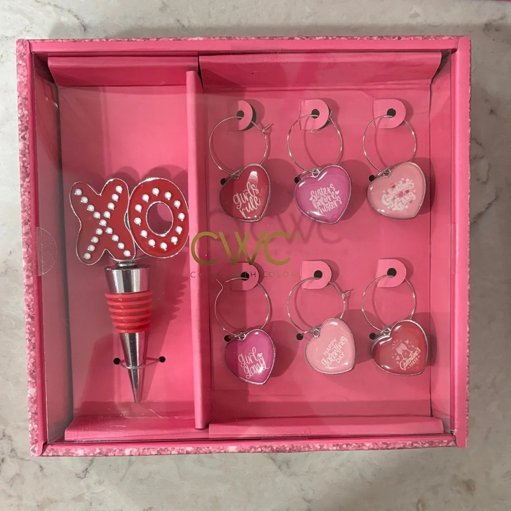 Pink Wine Stopper and Charm Set - Picture 1 of 2